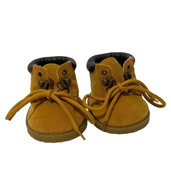 Build a Bear Hiking Work Boots Tan Brown Faux Suede Lace Up Teddy Accessories - Picture 1 of 7